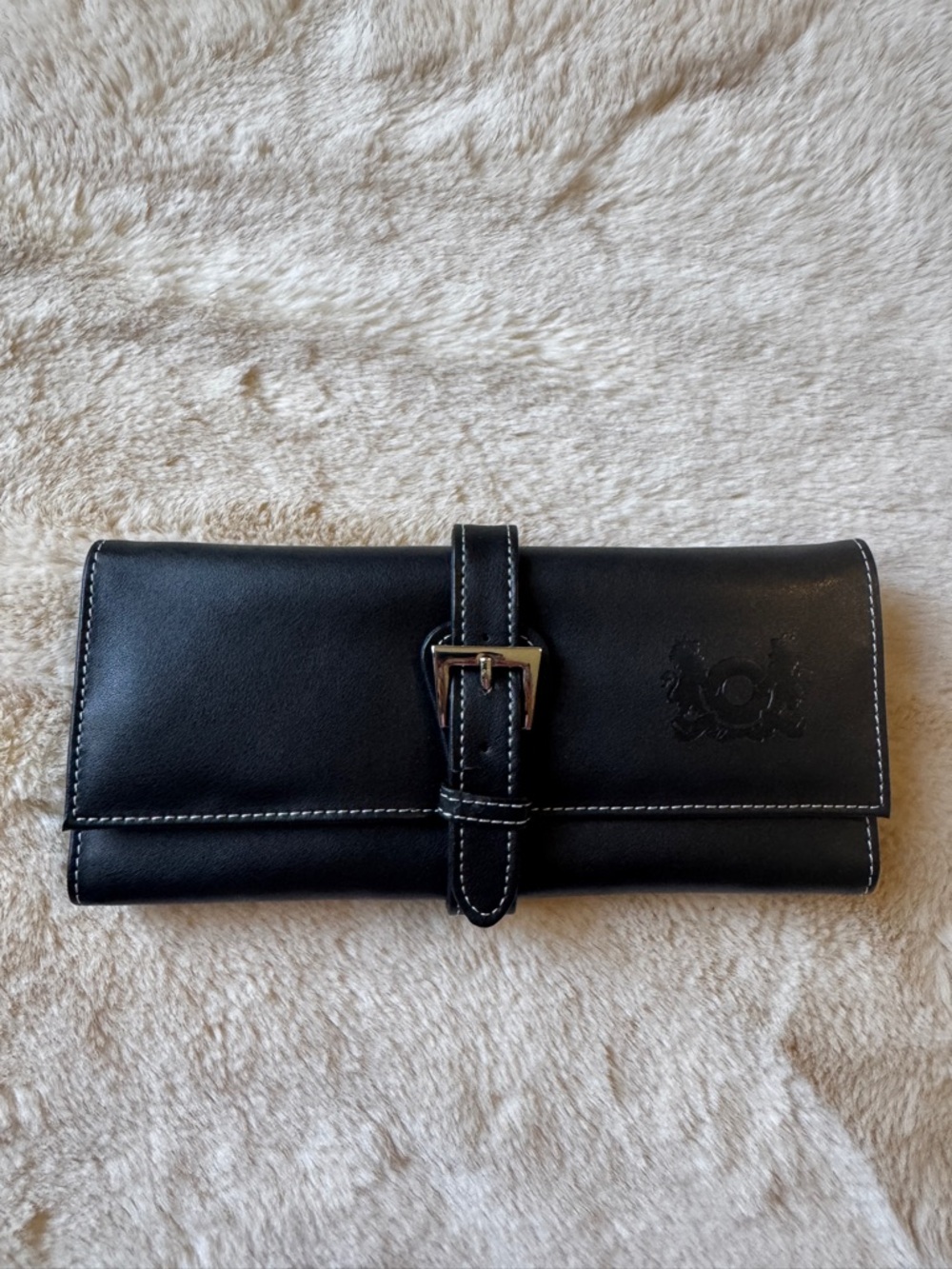 Trollbeads black leather jewelry travel pouch. New in plastic.